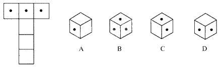 右边的哪个盒子不能由左边给定的图形折成？（）