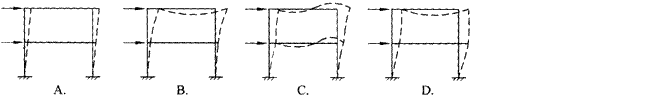 刚架承受荷载如图所示。下列4个变形图中，哪一个是正确的？（） 