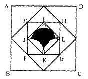 右图中的大正方形ABCD的面积是1平方厘米，其他点都是它所在边的中点。0PR弧是一个内切于小正方形I
