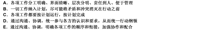 保证工程项目各项工作的整体协调、有序运行是工程项目综合管理的基本原则之一，其要求（）。此题为多项选择