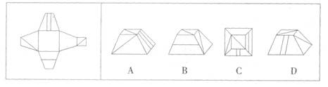 左边给定的是纸盒的外表面。下面哪一项能由它折叠而成？