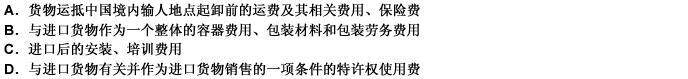 下列费用如未包括在进口货物的申报价格中，应当计入完税价格的是：此题为多项选择题。请帮忙给出正确答案和