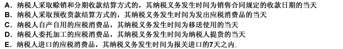 下列关于消费税纳税义务发生时间的表述中正确的是（）。 此题为多项选择题。请帮忙给出正确答案和分析，谢