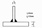 如图所示的T形连接中，若采用等角角焊缝连接，依构造要求，焊脚尺寸hf应取多少最合适？（) （A)4m