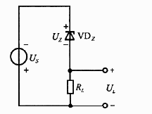 电路如图所示，稳压管的稳定电压Uz=6 V，电源Us=4 V，则负载RL两端电压UL为 （)。（A)