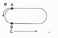 在400米环形跑道上，A、B两点最近相距100米（如图)，甲、乙分别从A、B两点同时出发，按逆时针方