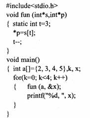 下列程序的运行结果是（）A)5,4，3，2， B)2，3，4，5， C)2,2,2,2， D)5,5