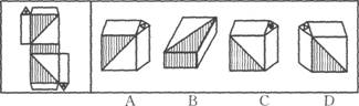 右面所给的四个选项中，哪一项是由左边给定的图形折成的？