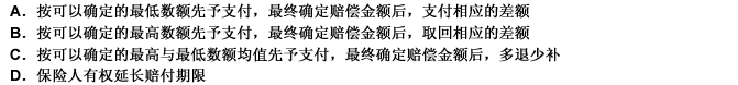 如果保险人在收到被保险人、受益人的索赔请求和证明资料60日内，对赔偿或给付数额仍不能确定的，应当（）