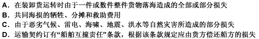 海洋运输货物保险的基本险别分为平安险、水渍险和一切险三种。下列不属于平安险责任范围的是：（）。 请帮