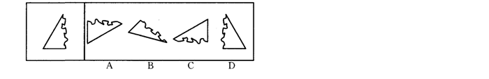 左面的图形与右面四个图形中的（）图形刚好构成一个三角形。 