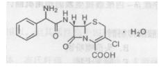 化学结构如下的药物为（）。 A．头孢羟氨苄B．氨苄西林 C．阿莫西林 D．头孢克洛 E．头孢化学结构