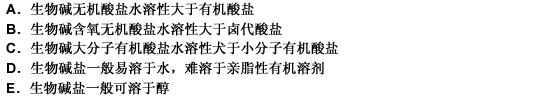 下列有关生物碱盐溶解性的论述，正确的是