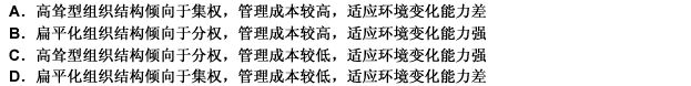 企业的组织结构可以分为高耸型和扁平化两种类型。以下说法中，正确的是（）。请帮忙给出正确答案和分析，谢