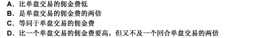 在国际期货市场上，套利交易的佣金一般（）。 