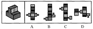 下列四个所给选项中，哪一项能折成左边给定的图形？ 