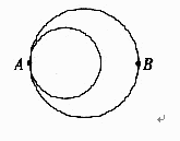 下图两个圆内切于A点，大圆直径48米，小圆直径30米，两个人同时从A点出发，以相同的速度在两圆上逆时