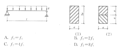 承受均布荷载的简支钢梁，其跨中挠度f=5ql4／384EI，图中截面（2)为叠合梁，假定叠合梁上下承