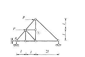 图示桁架结构杆①的轴力为： A．3P／4 B．P／2 C．0．707P D．1．414P图示桁架结构