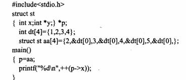 以下程序的输出结果是（）。A)1 B)2 C)3D)4以下程序的输出结果是（）。A)1 B)2 C)