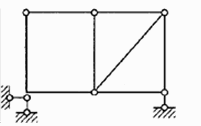 下图所示体系的几何组成为（)。（A) 有多余约束几何不变体系（B) 无多余约束几何不变体系（C) 瞬