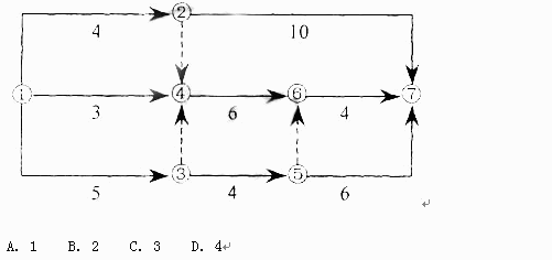 某工程双代号网络计划如下图所示，其中关键线路有（）条。