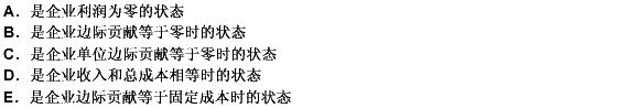 关于盈亏临界点，下列说法中正确的有（）。