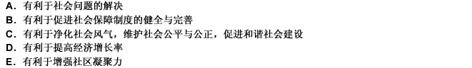 社区社会工作对于社会的功能表现在（）。