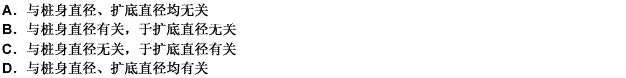 關(guān)于擴(kuò)底灌注樁的中心距，下列說(shuō)法中正確的是（）。 