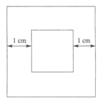 如图，有大小两个正方形，其对应边的距离均为1厘米。如果两个正方形之间部分的面积是20平方厘米，那么，