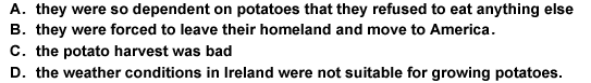 Thousands of Irish people starved during the"Potat