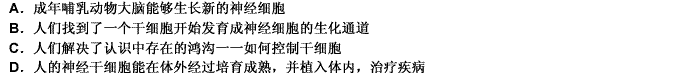 新近，研究人员通过筛选14．7万个化合物，发现了5种能够刺激细胞变成神经细胞形式的分子。随后，开发出