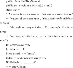 下列程序的功能是统计字符串中“array”的个数，在程序的空白处应填入的正确选项是（）。  A.＜B