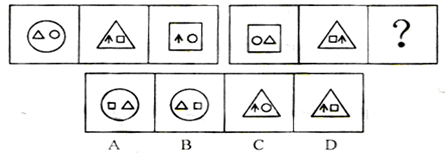 从所给的四个选项中，选择最合适的一个填入问号处，使之呈现一定的规律性。A. A B. B C. C 