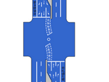 图中所示路口内白色虚线区为__________。 A．左转弯导向 B．右转弯待转区 C．右转弯导向 