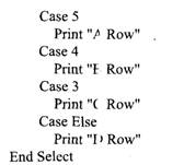 下列程序段的执行结果为（）。 A.A RowB.B RowC.C RowD.D Row下列程序段的执