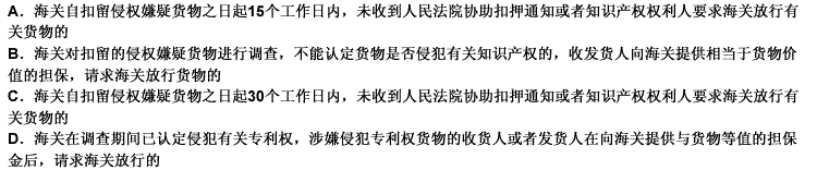 在下列被扣留的货物中，海关应当放行的有：（）。 