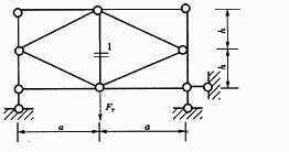 图中桁架结构1杆轴力为（)。（A) 等于0（B) 拉力（C) 压力（D) 其他答案图中桁架结构1杆轴