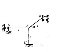 图示结构各杆线刚度i相同，角α≠0，用力矩分配法计算时，力矩分配系数μAB应为：     请帮忙给出