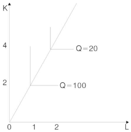 对于图4.5所示的等产量曲线，下列说法中错误的是(   )。    A．规模报酬不变    B．固定