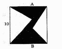 如图所示的正方形的边长为10，AB与正方形的底边垂直，那么图中阴影部分的面积是（)。A．80 B．6