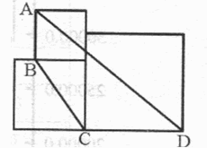 有小、中、大三个正方形的边长分别为10、14．20，它们如右图所示放A在一起，则其中四边形ABCD的