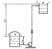 离心泵流量调节方法比较 如图所示，用离心泵将密度为975kg／m3的某水溶液由密闭贮槽A送往敞口高度