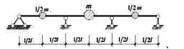 图10－3（a)所示梁，EI=∞，m1=m，m2=2m，弹簧刚度为k，试建立体系的自由振动微分方程，