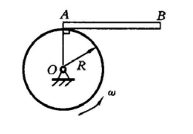 质量为m，长度l=2R的均质杆AB的A端固接在均质圆盘的边缘上，如图所示。圆盘的质量为M，半径为R，