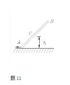 如图所示，均质杆AB的长为2L，质量为m，在铅直平面内运动。若初瞬时杆AB垂直于水平地面，处于静止状