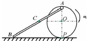 在图示系统中，已知A与B都是均质圆轮，半径为r，重量为P，A轮置于粗糙的水平面上，可沿水平面作纯滚，