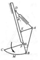 挖土机挖掘部分示意如图。支臂DEF不动，A，B，D，E，F为铰链，液压油缸AD伸缩时可通过连杆AB使