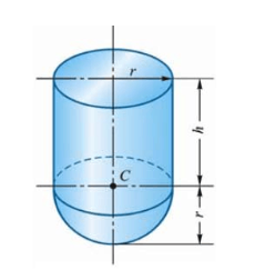 图示均质物体由半径为r的圆柱体和半径为r的半球体相结合组成。如均质物体的重心位于半球体的大圆的中心点