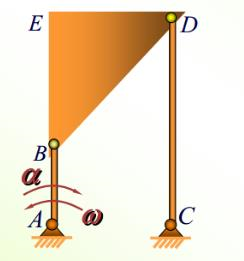 平面机构如图（a)所示。已知：AB=20cm，CD=60cm，AC=40cm。在图示位置时，AB与C